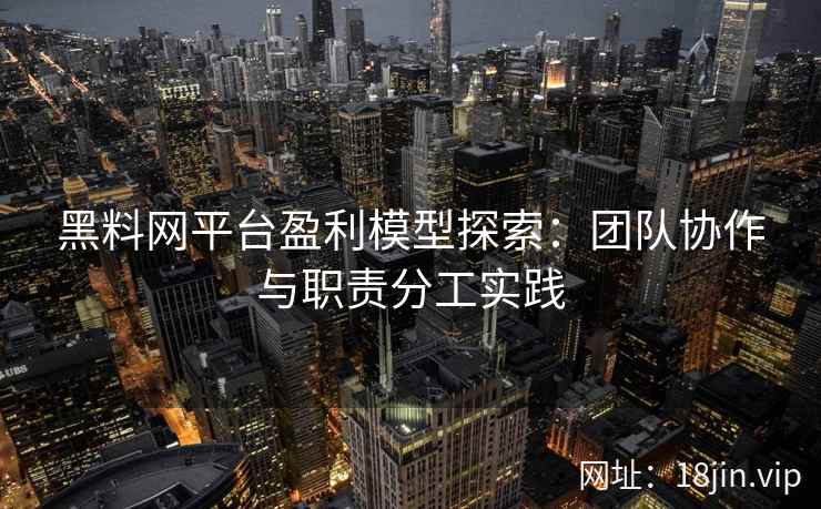 黑料网平台盈利模型探索：团队协作与职责分工实践