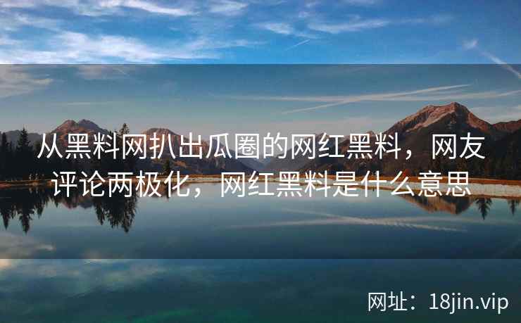 从黑料网扒出瓜圈的网红黑料，网友评论两极化，网红黑料是什么意思